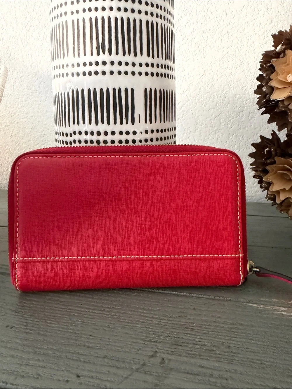 Dooney & Bourke Red Double Zip Wristlet Wallet